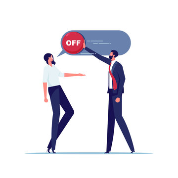 Freedom of speech, listen to employee opinion, work hierarchy boundary, censorship or inequality concept, company employee people speak to executive management but denied