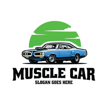 Classic American Muscle Car Logo Template Vector Illustration