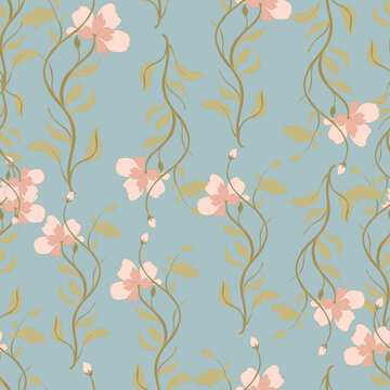 Beautiful seamless floral pattern with flowers and leaves. Floral vector illustration