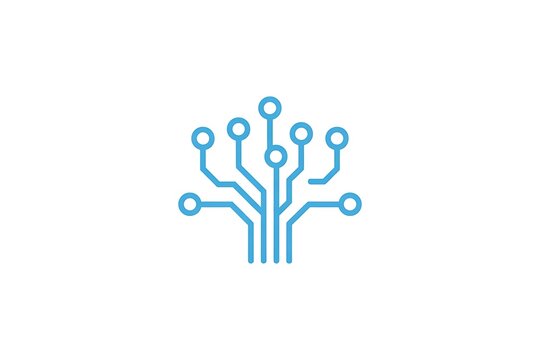 Minimalist abstract light blue circuit tree high resolution picture