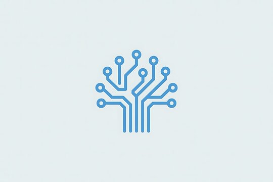 Modern circuit board tree pattern light blue logo high resolution picture