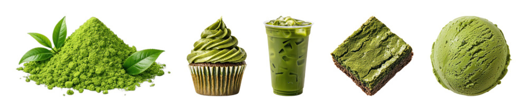 PNG Matcha delights in various forms on transparent background