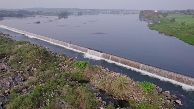 Cinematic drone video of kodibayi katte or chikka devaraya sagara dam near mysuru karnataka