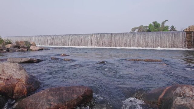 Cinematic drone video of kodibayi katte or chikka devaraya sagara dam near mysuru karnataka