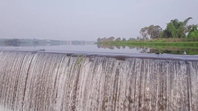 Cinematic drone video of kodibayi katte or chikka devaraya sagara dam near mysuru karnataka