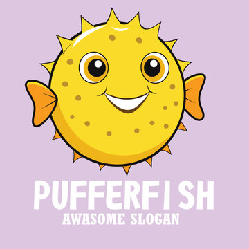design logo vector icon puffer fish