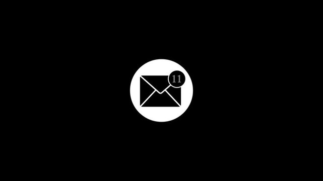 Animated email notification with unread message counter badge for digital communication and user interface