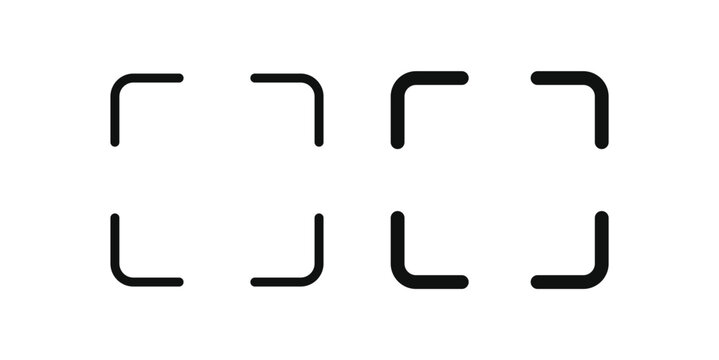 Scan Icon Set. Viewfinder Focus Frame and Scanner Corner Bracket Symbols