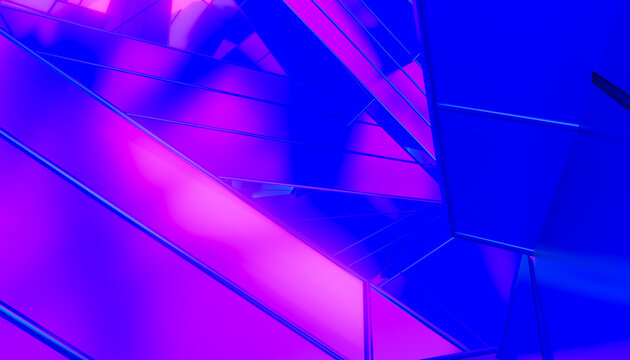 A 3d rendering of an abstract geometric structure with vibrant colors