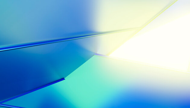 Abstract digital rendering showcasing blue geometric shapes and bright