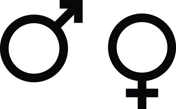 Male and Female Icon Set. Mars Venus Gender Sex Sign. Unisex Symbols