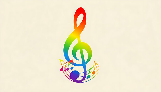 Creative rainbow musical staff symbol for festival and party concept