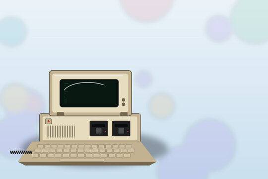 Vintage Personal Computer with Retro CRT Monitor on Modern Background