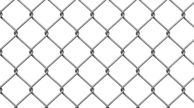 Metal chain link fence pattern isolated on transparent background