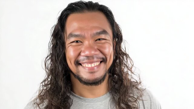 Young man smiling happy face