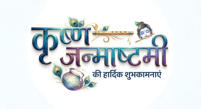 Happy Krishna Janmashtami indian festival concept on Background.