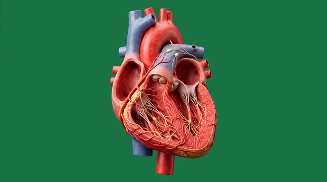 Detailed visual representation of a human heart emphasizing intricate anatomical structures showcasing the complexity and vital function of this essential organ in maintaining overall health 