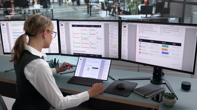 Editor Working On Computer To Review