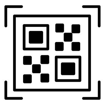 Scannable QR code menu line icon, modern restaurant contactless ordering symbol outline vector
