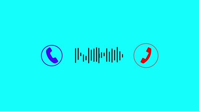 animated incoming phone call interface with voice waveform, ringing phone icons, accept and decline buttons, seamless ui motion graphics.