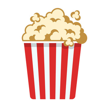 Popcorn Bucket Clipart Vector Flat Illustration Logo Icon
