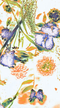 Abstract scanography displays a pressed botanical flower