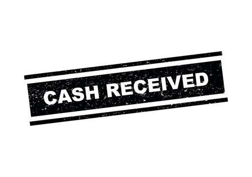 Black rubber stamp text that says cash received in a simple bold font style isolated on transparent background