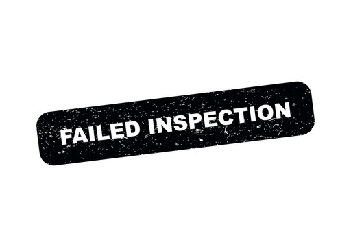 Black rubber stamp with failed inspection text in a rectangular frame design isolated on transparent background