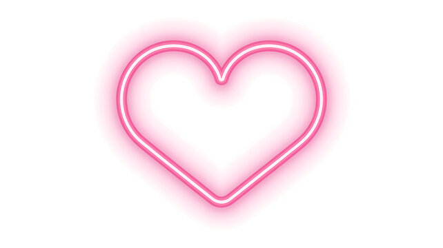 Pink neon heart shape isolated on white. Glowing love symbol for romantic design projects.