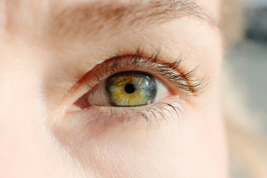 Woman with green color eye