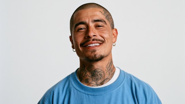 Young man smiling happy face