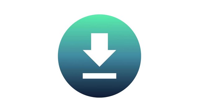 Vibrant gradient download icon, a universal graphic symbol for digital data transfer, file acquisition, and content storage. Modern technology interface element