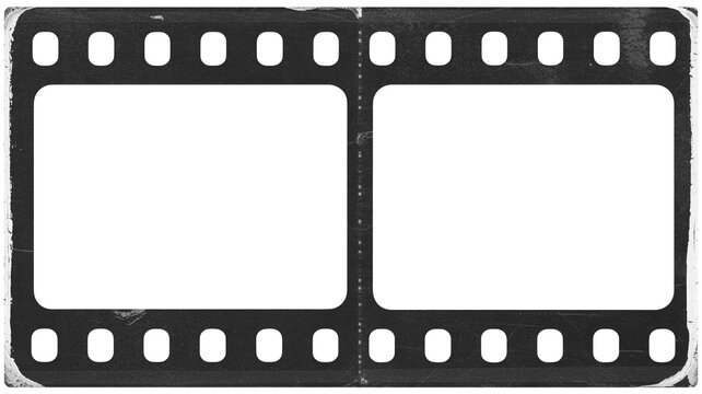 Vintage film strip frame. Retro 35mm negative border isolated on transparent background.