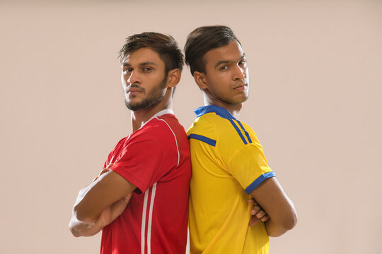 Indian male football players standing together 