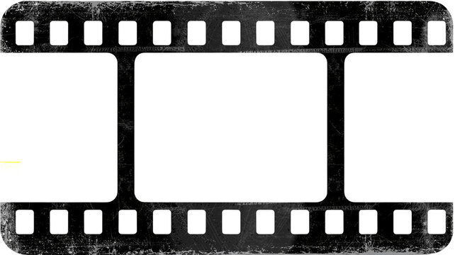 Film strip frame isolated on white. Vintage cinema negative reel border for video editing.