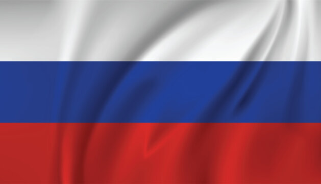 Russian flag with waving fabric texture vector illustration