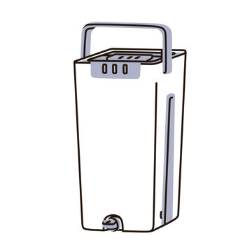 Smart bucket for floor cleaning, mopping, washing. Domestic cleanup equipment, tool with wringer, strainer and handle. Modern household appliance. Flat vector illustration isolated on white background