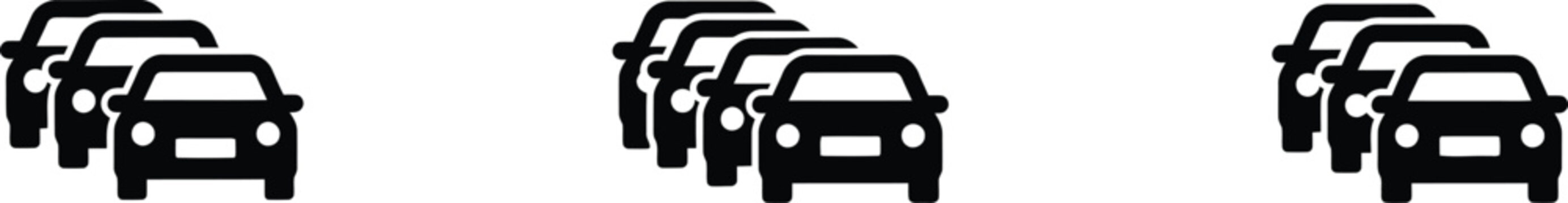 Three black silhouettes of people with raised arms in a row standing trio