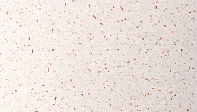 A light beige terrazzo texture background featuring small scattered fragments and chips in shades of terracotta and cream.