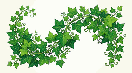 Obraz premium Lush Green Ivy Vines Forming Heart Shape on White Background