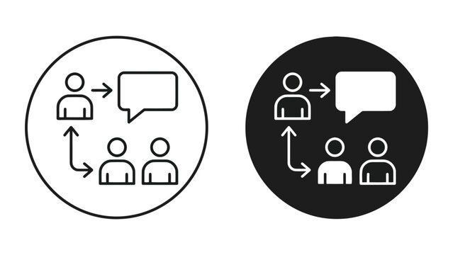 Team communication and feedback icon set with communication feedback business