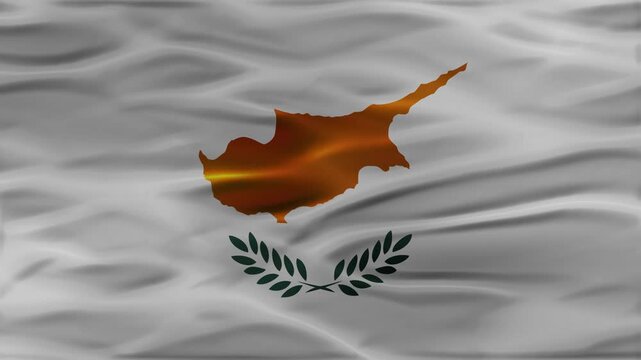 Cyprus flag waving Video. Cyprus flag made of satin or silk fabric. 4K Video Animation.