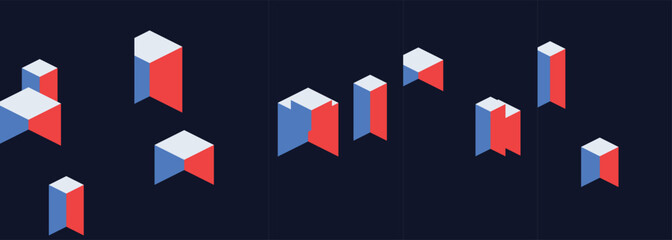 Fototapeta premium Abstract isometric floating blocks on a dark blue background wallpaper