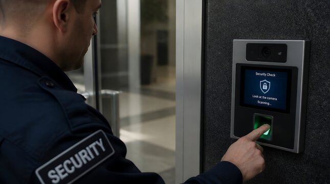 Security Guard Using Biometric Fingerprint Scanner for Building Access Control.