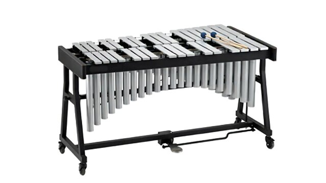 Marimba Musical Instrument with Mallets on White Background