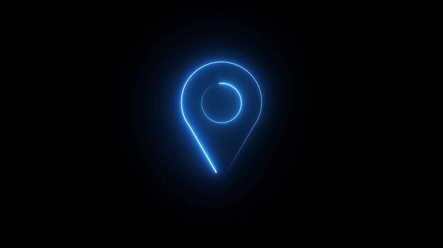 location pin icon animation on chroma key background, location icon animation. gps map pointer pulse on black background. 4K Video motion graphic animation 