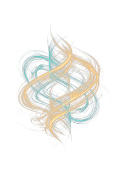 Abstract flowing lines with teal and gold light trails
