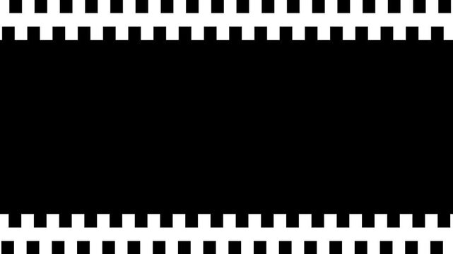 Looping horizontal dashed bar animation with repairing block pattern on black background. motion graphic representing loading, progress, timeline or data flow.