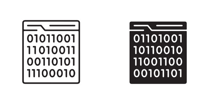 Two QR code style barcode tags with binary digit patterns displayed side by side for digital design projects