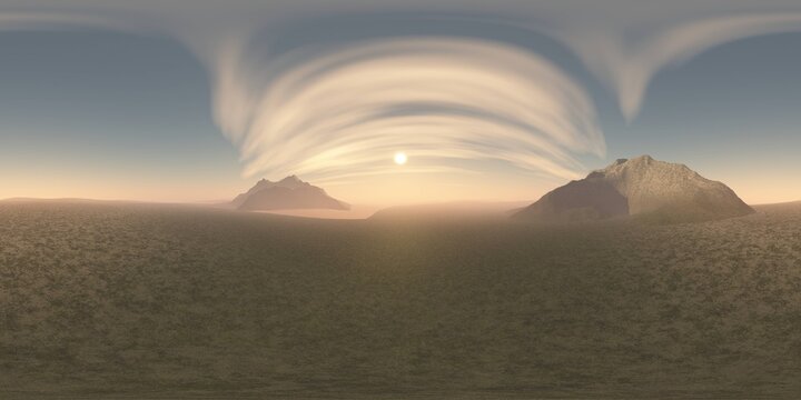 HDRI Map,  environment map, Round panorama, spherical panorama, equidistant projection, panoramic, 3D rendering, land under heaven